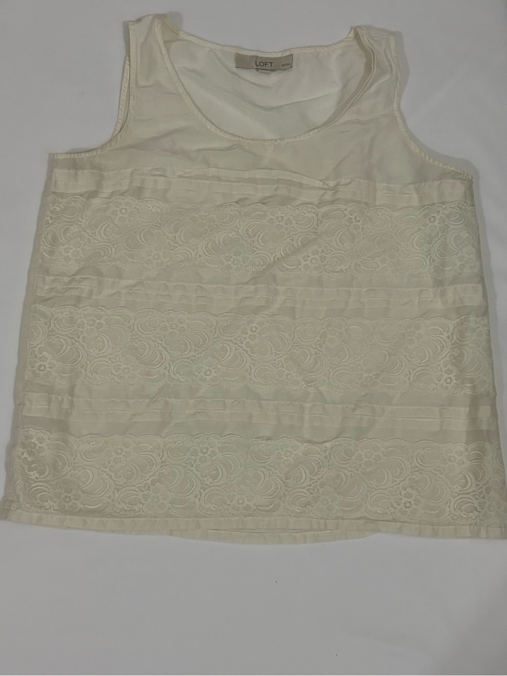 LOFT Cream Lace Panel Tank Top